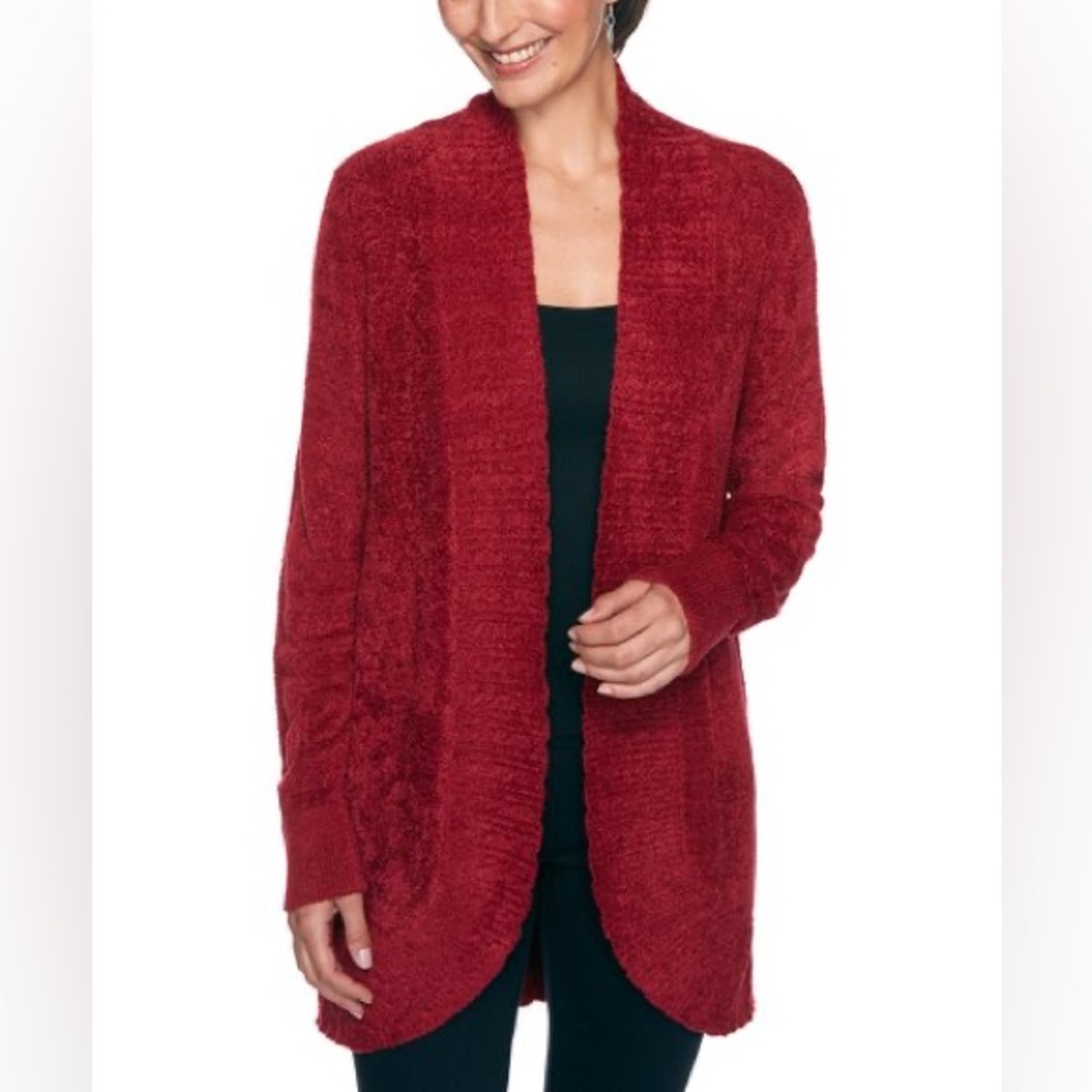 Ruby Rd. Plush Open Cardigan in Chianti Red Small Petite NWT